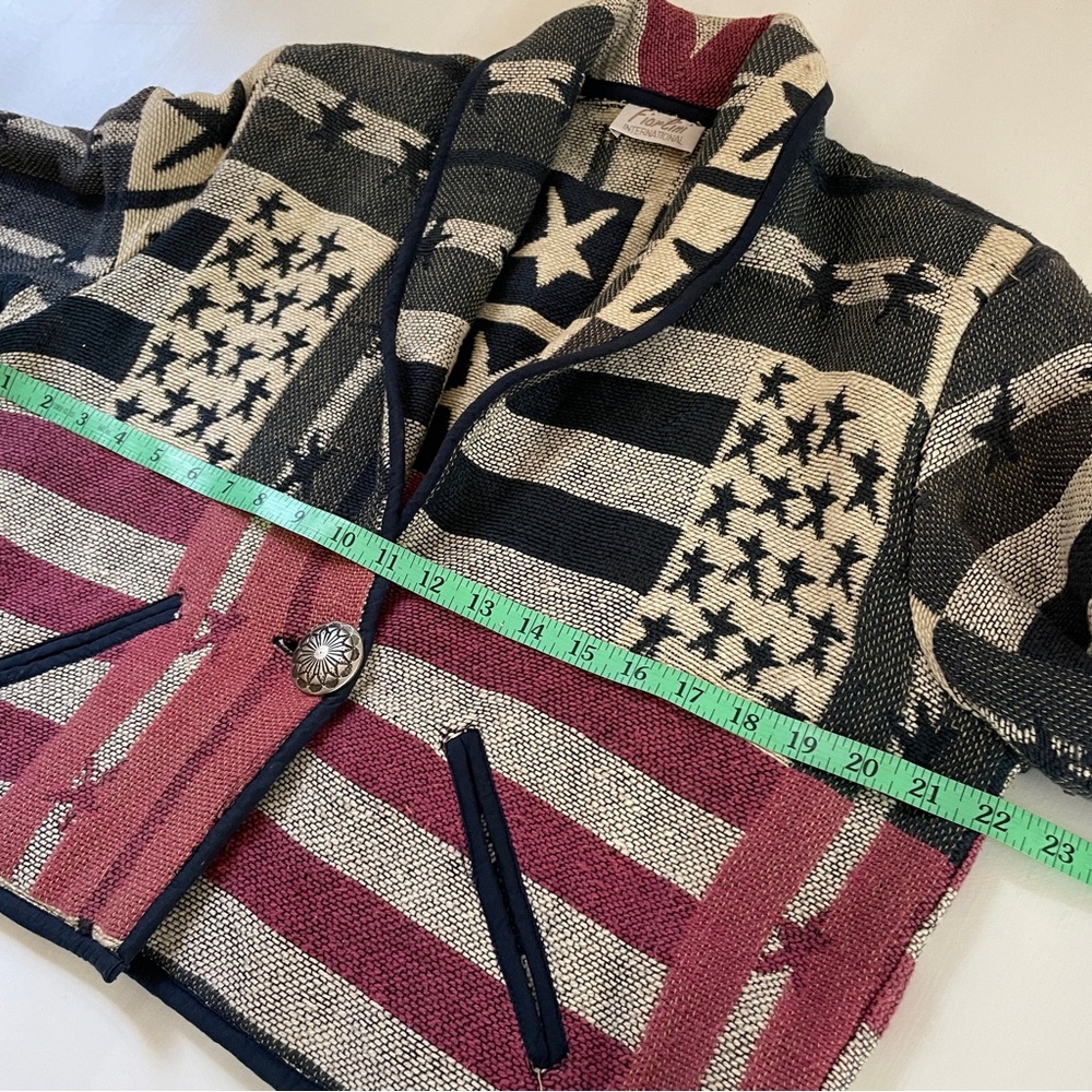 Jacket Womens Medium Tapestry USA Flag Stars Western Red Blue Patriotic 4th July - Picture 13 of 15
